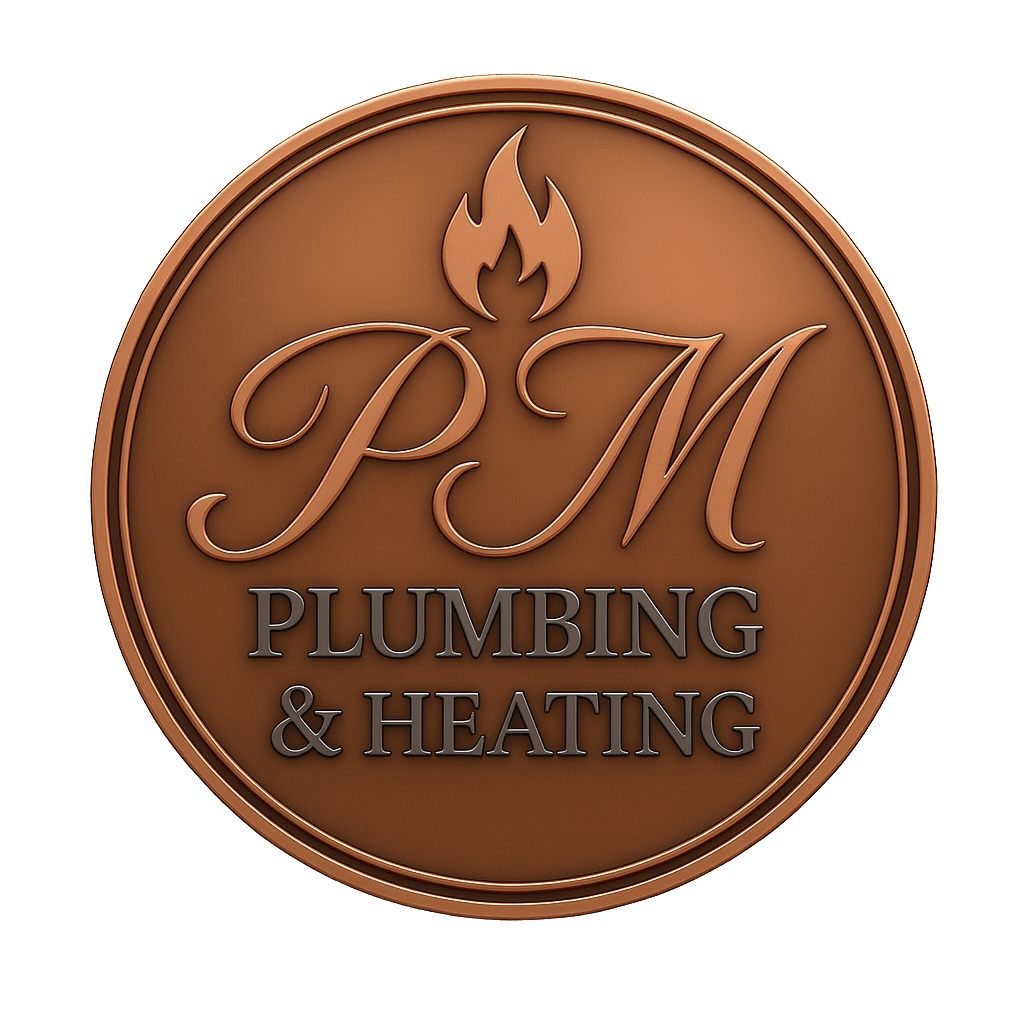 pm plumbing heating & bathrooms logo upscaled transparent